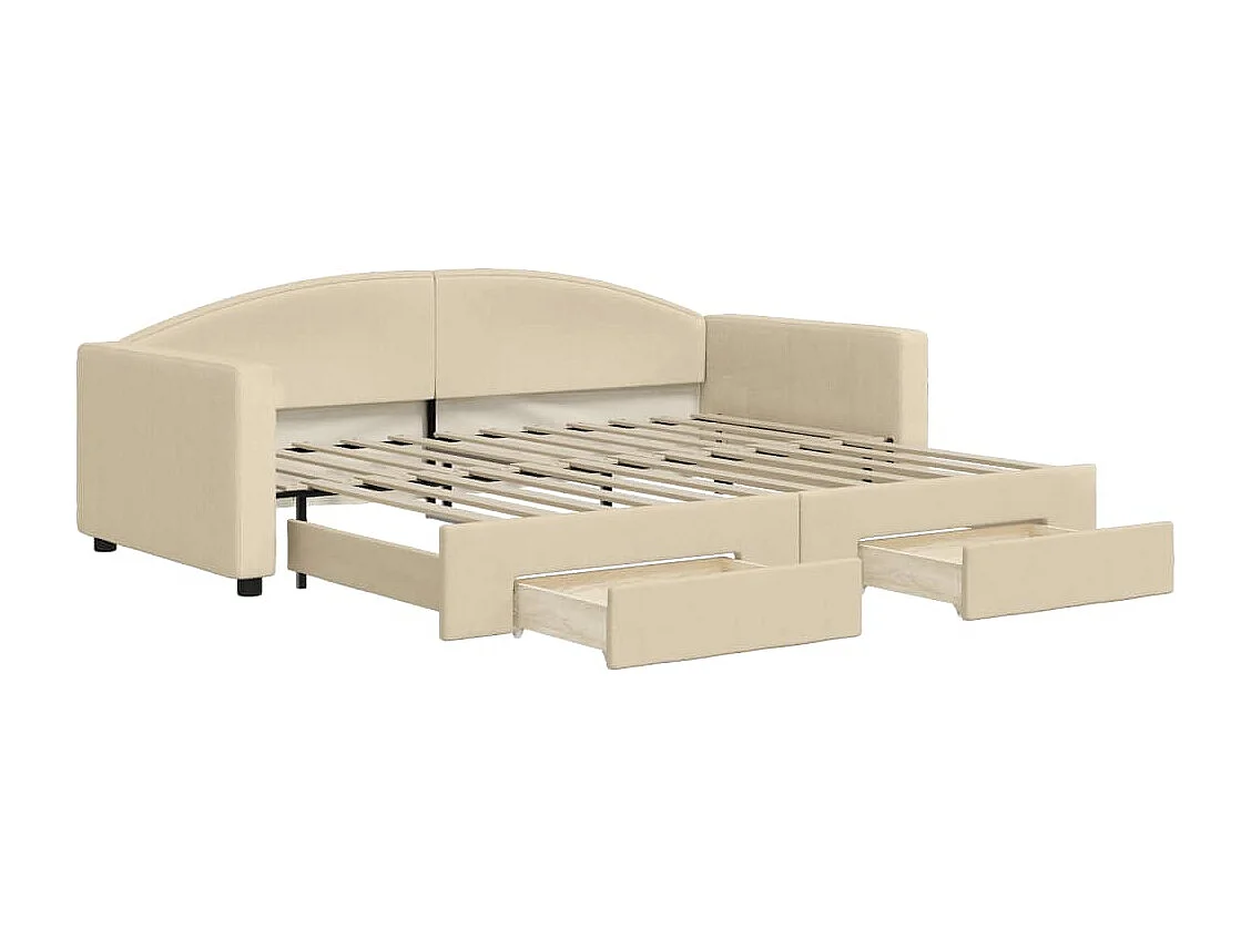 Dagbed met onderschuifbed en lades zonder crème matras 90x200cm