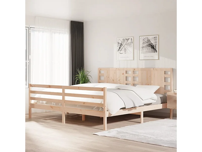 Struttura letto senza materasso 200x200 cm in legno massello di pino