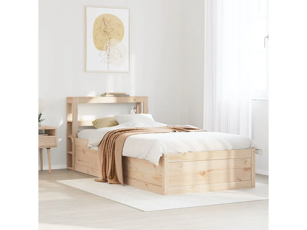 Struttura letto con testiera 90x190 cm in legno massello di pino