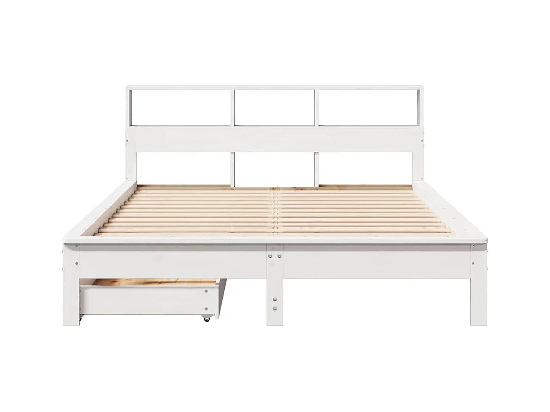 Bibliotheekbed zonder matras wit 140x190 cm massief grenenhout