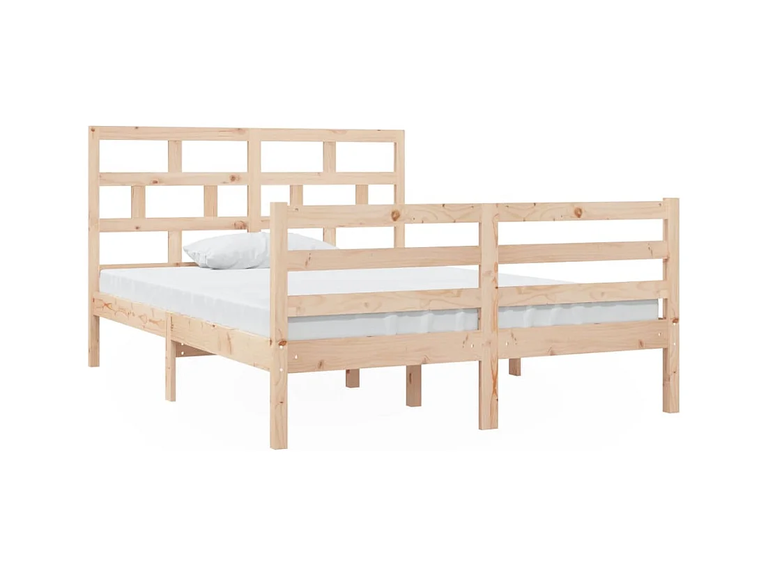 Estructura de cama de madera maciza sin colchón