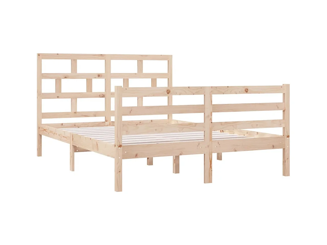 Estructura de cama de madera maciza sin colchón