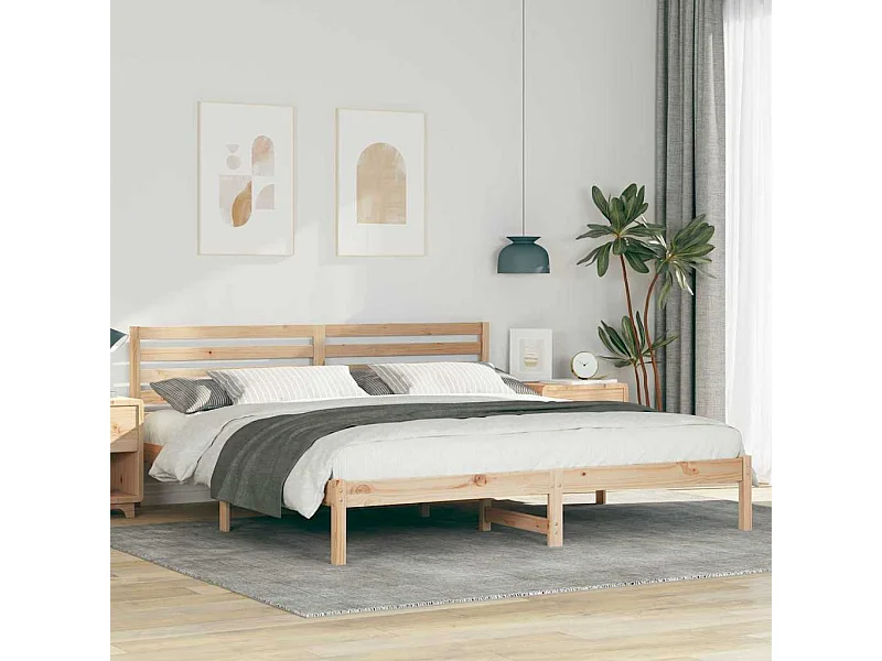 Estructura de cama marrón 200 x 200 cm madera maciza de pino