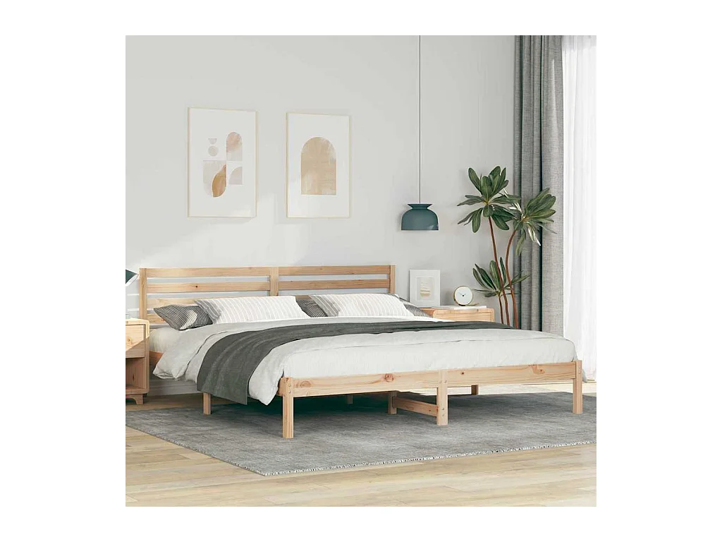 Bruin bedframe 200 x 200 cm massief grenenhout