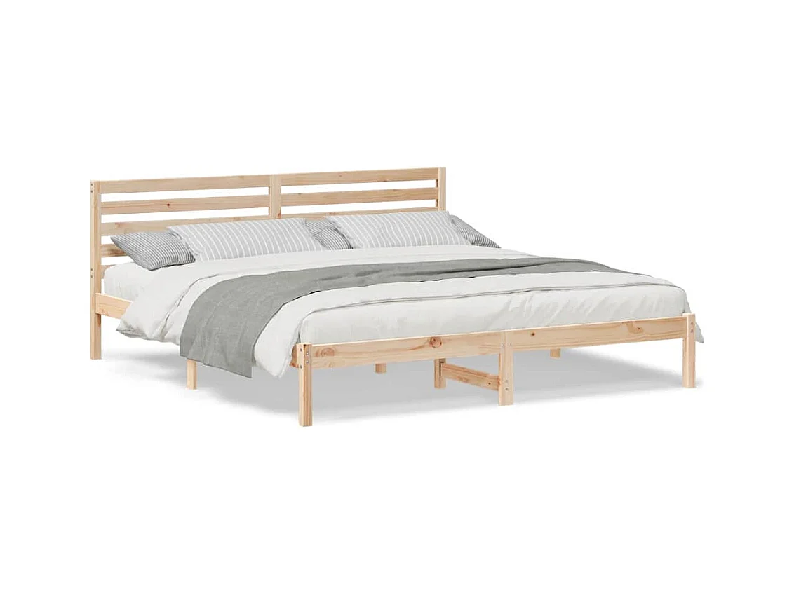 Bruin bedframe 200 x 200 cm massief grenenhout