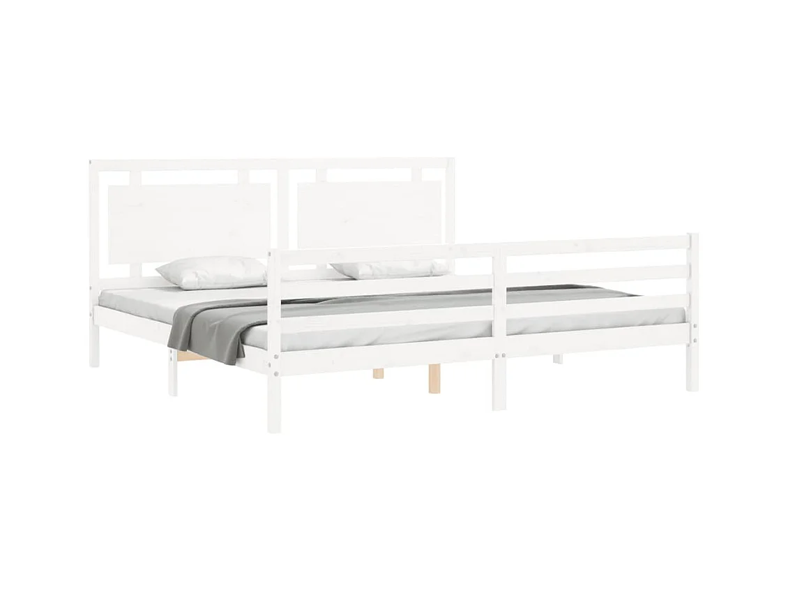 Bedframe zonder matras wit 200x200 cm massief hout