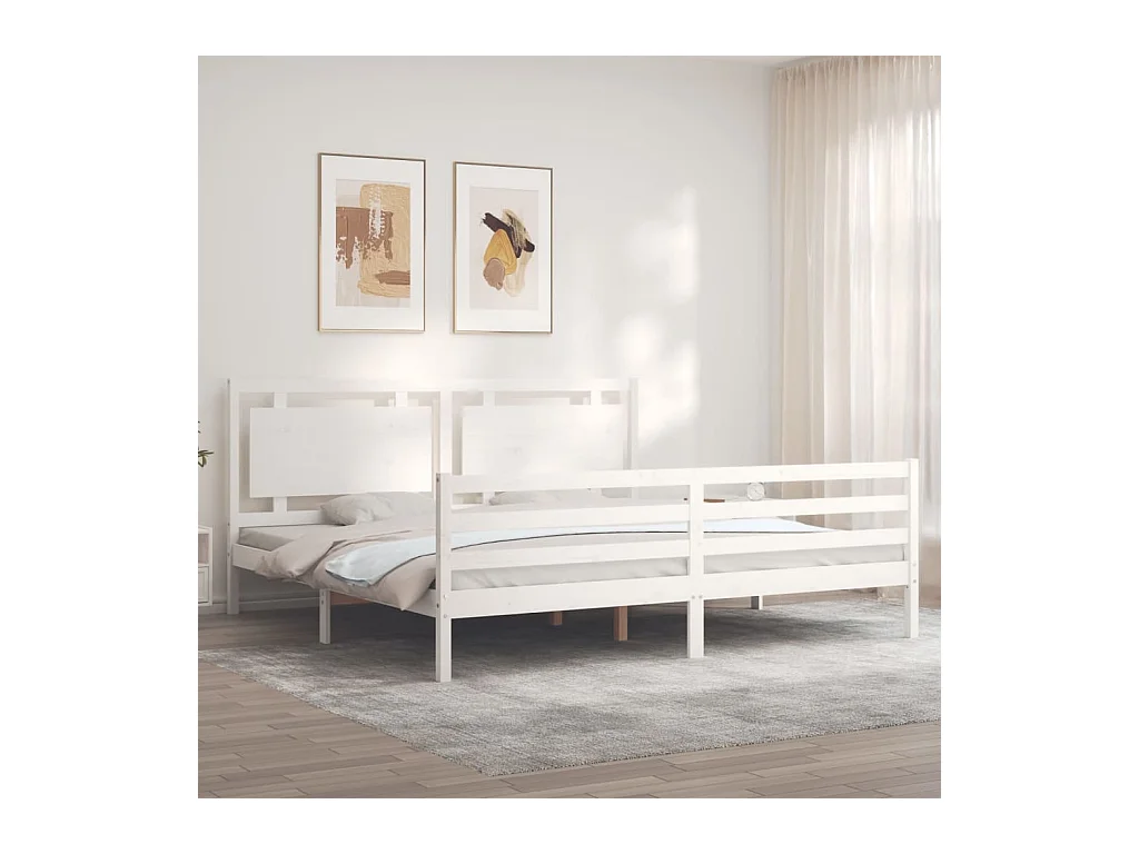 Bedframe zonder matras wit 200x200 cm massief hout