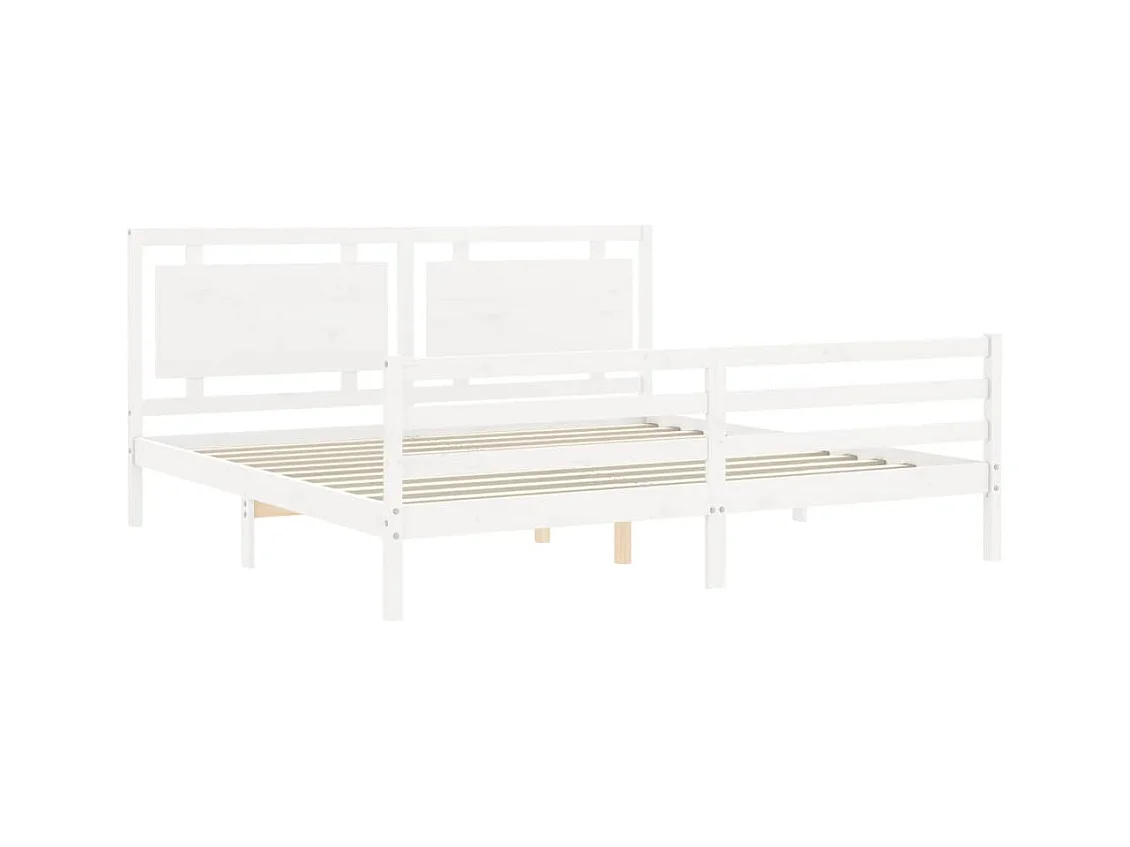 Bedframe zonder matras wit 200x200 cm massief hout