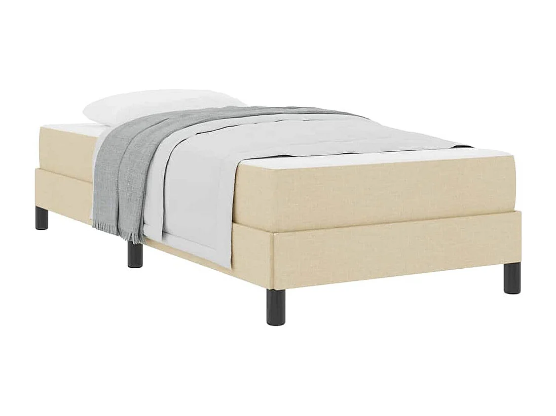 Cama con somier y colchón de tela color crema de 90 x 200 cm