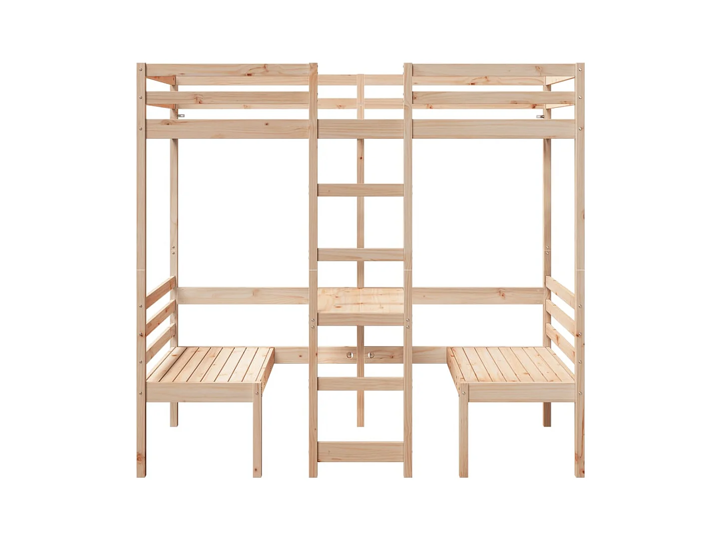 Letto a soppalco con scrivania e sedie 75x190 cm in pino massello