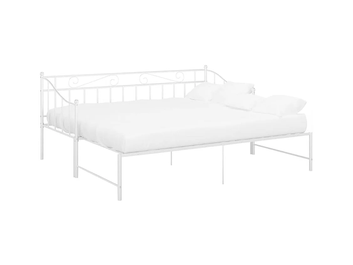 Uitschuifbaar slaapbankframe zonder matras wit 90x200 cm