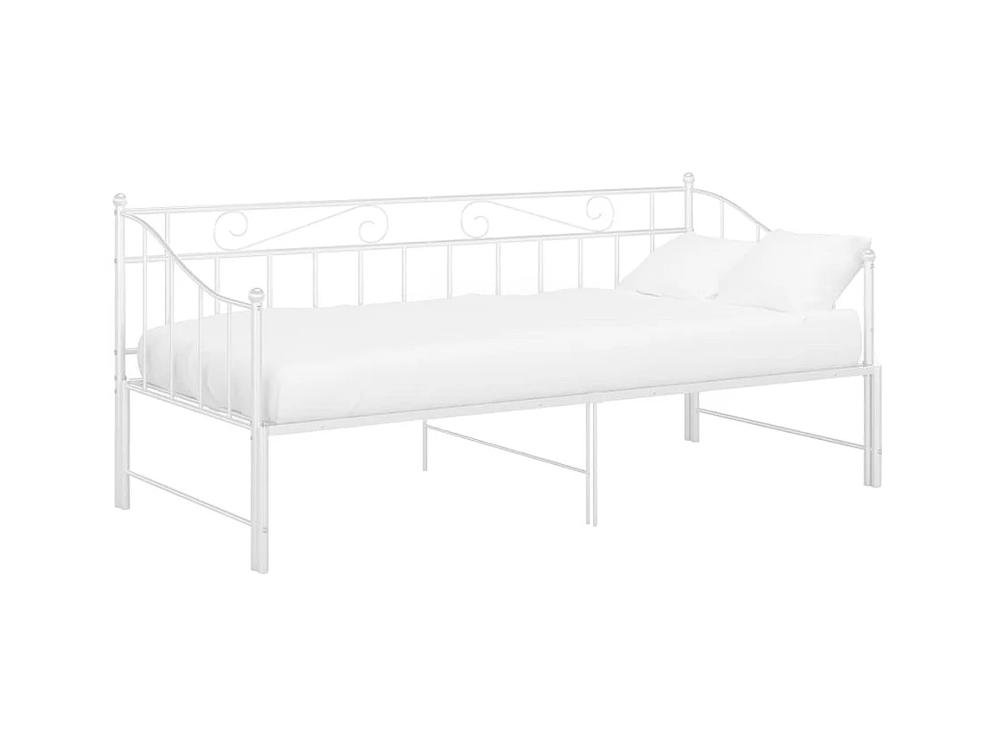Uitschuifbaar slaapbankframe zonder matras wit 90x200 cm