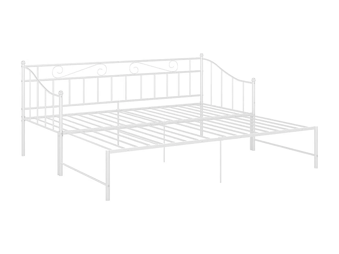 Uitschuifbaar slaapbankframe zonder matras wit 90x200 cm