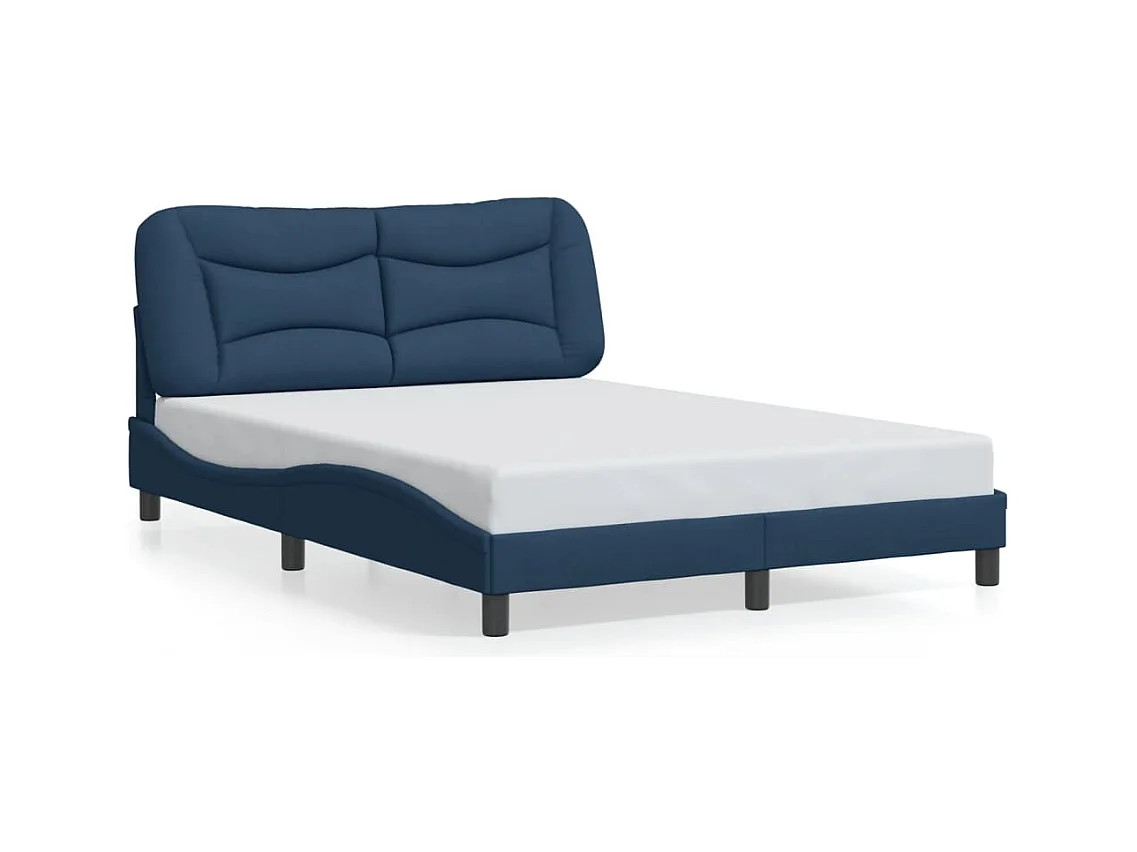 Cadre de lit avec LED sans matelas bleu 140x190 cm tissu