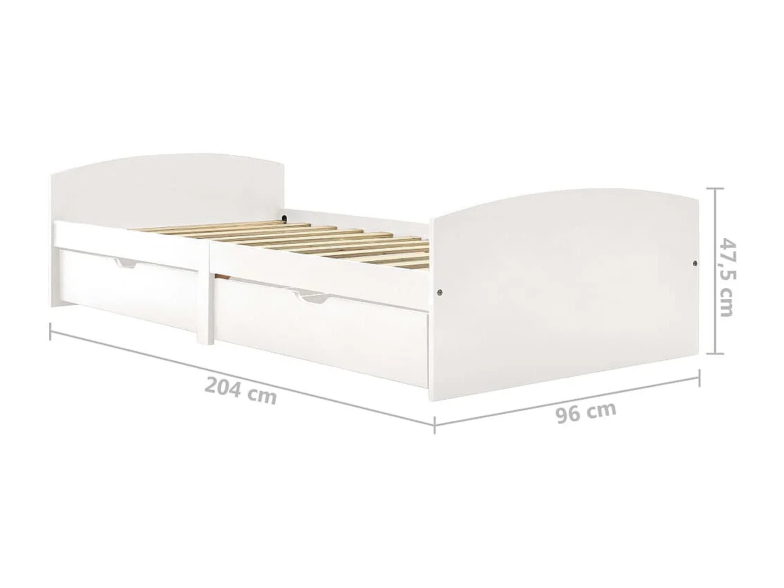 Bedframe met 2 lades zonder matras wit 90x200 cm
