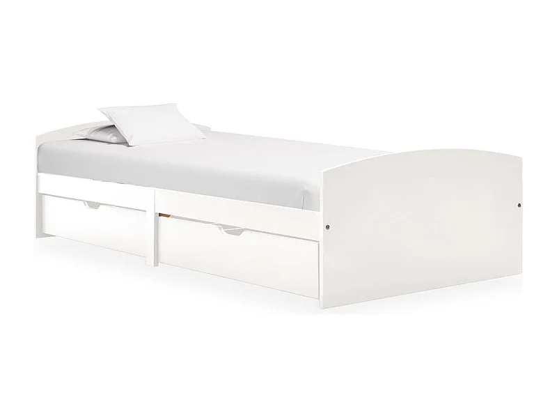 Cadre de lit avec 2 tiroirs sans matelas blanc 90x200 cm