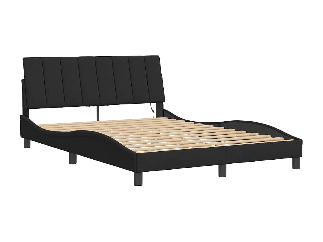 Cadre de lit avec LED sans matelas noir 140x200 cm velours