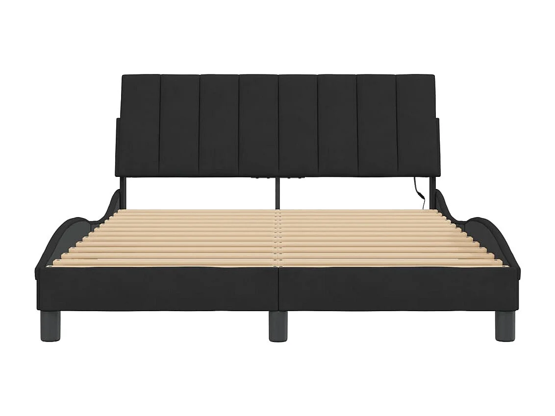 Cadre de lit avec LED sans matelas noir 140x200 cm velours