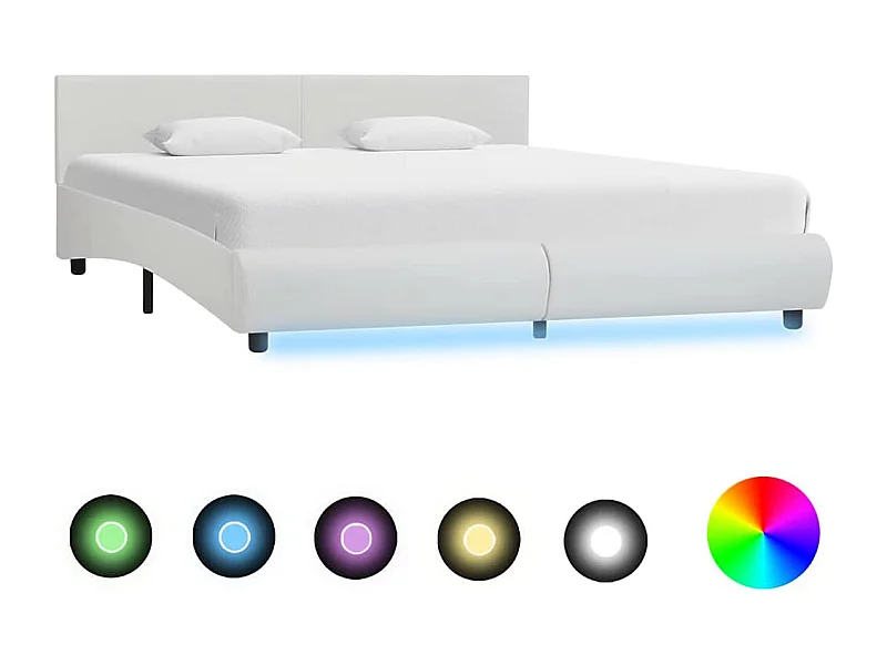 Estructura de cama con LED sin colchón blanco 180x200 cm