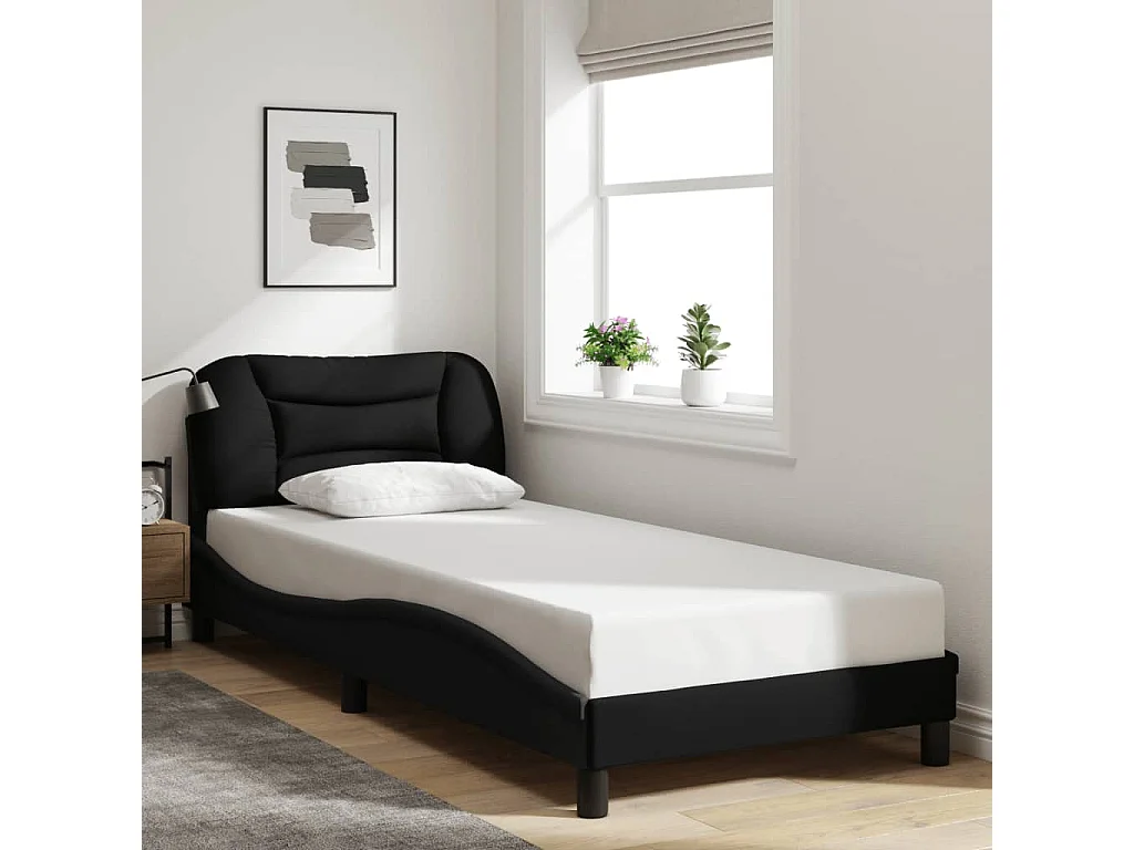 Struttura letto senza materasso tessuto nero 90x200 cm