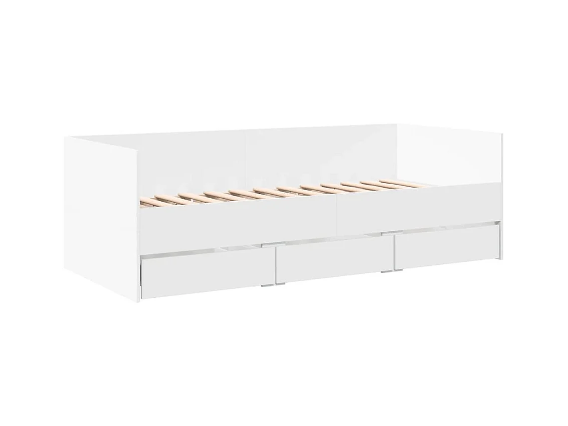 Divano letto con cassetti senza materasso bianco 100x200 cm