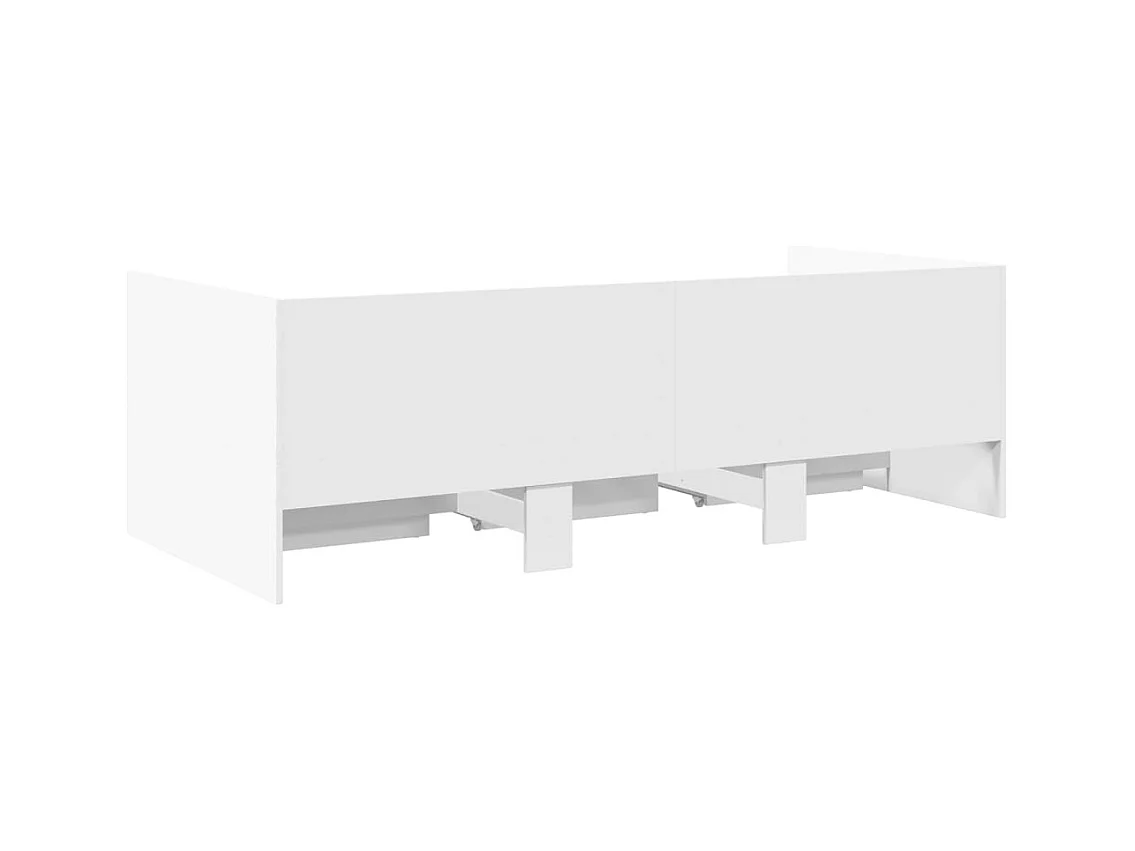 Divano letto con cassetti senza materasso bianco 100x200 cm