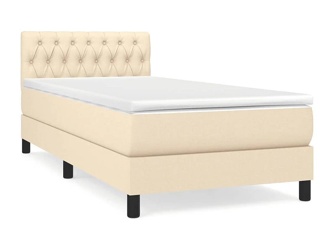 Sommier à lattes de lit avec matelas Crème 90x200 cm Tissu