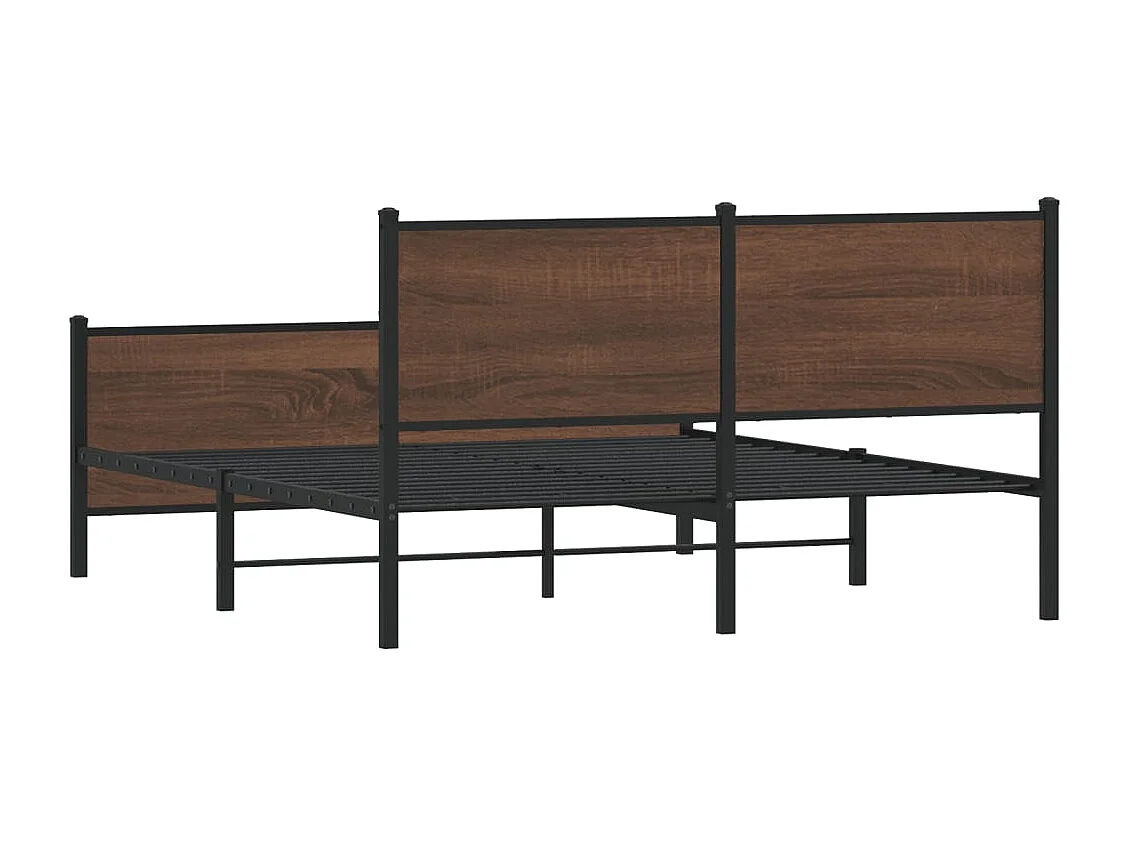 Cadre de lit en métal sans matelas chêne marron 140x190 cm