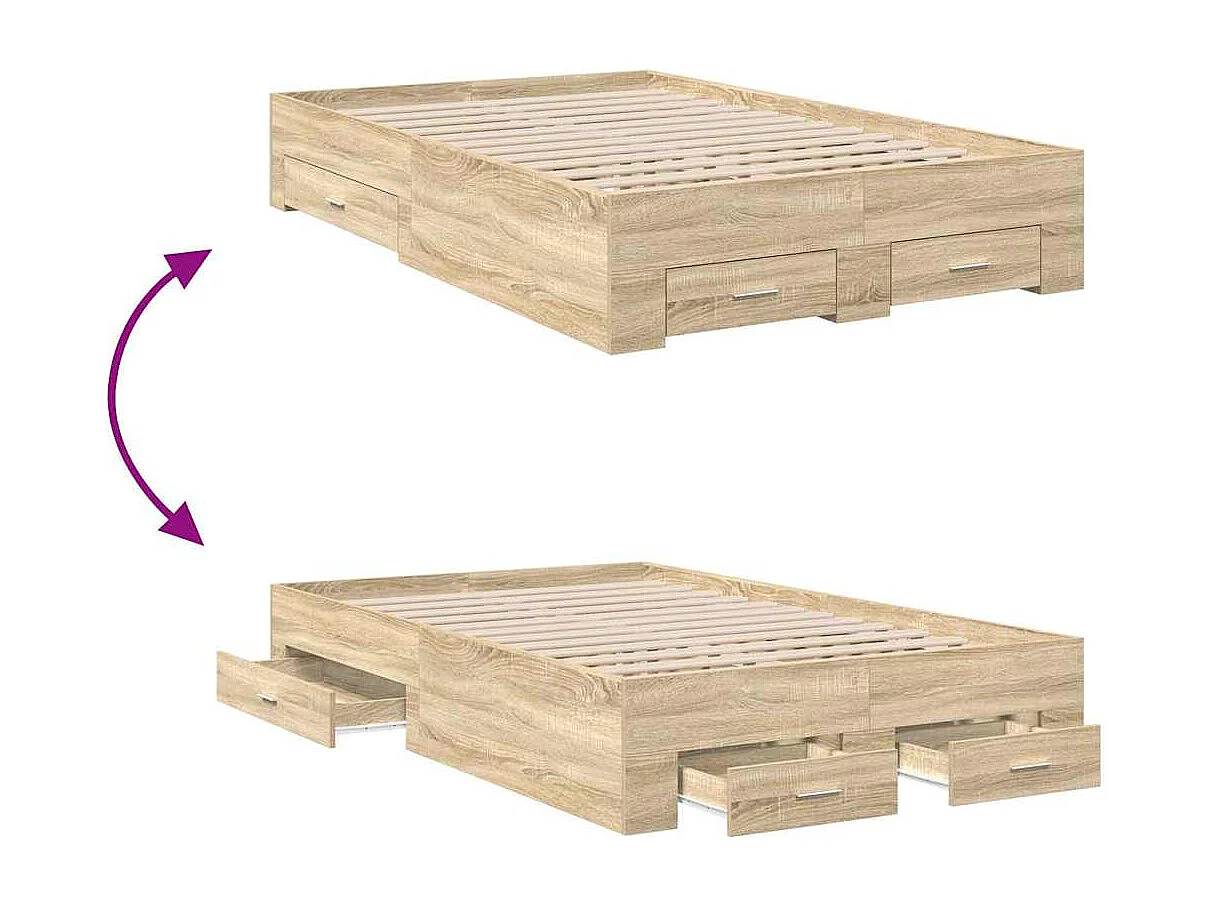 Bruin bedframe 120 x 190 cm van bewerkt hout