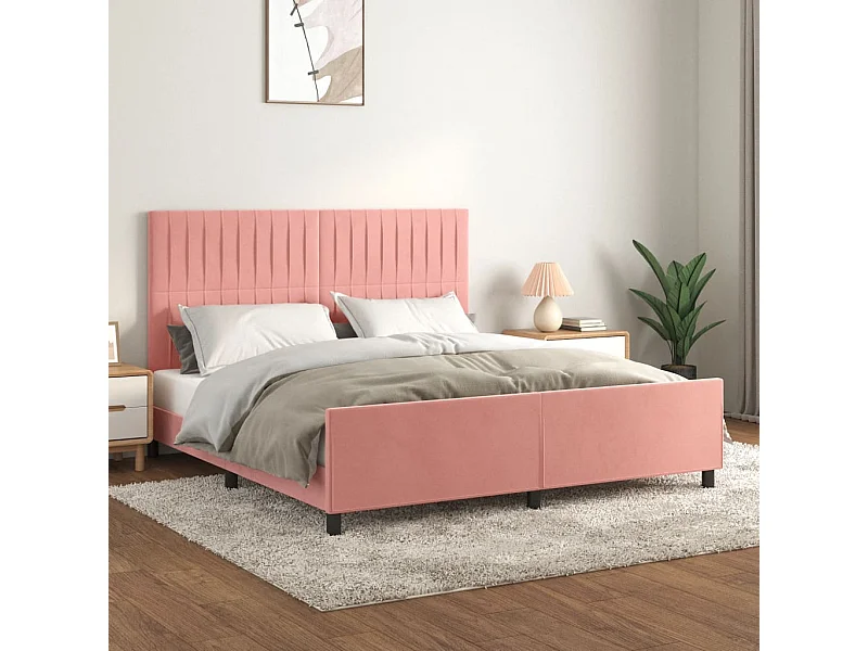 Bedframe zonder matras roze 160x200 cm fluweel