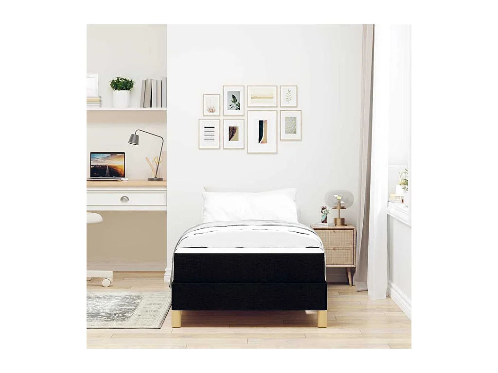 Letto a molle nero e marrone 90 x 190 cm