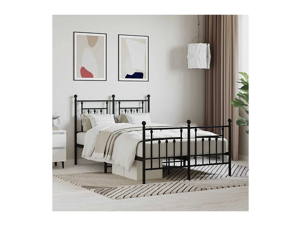 Metalen bedframe zonder matras met zwart voeteneinde 120x200cm