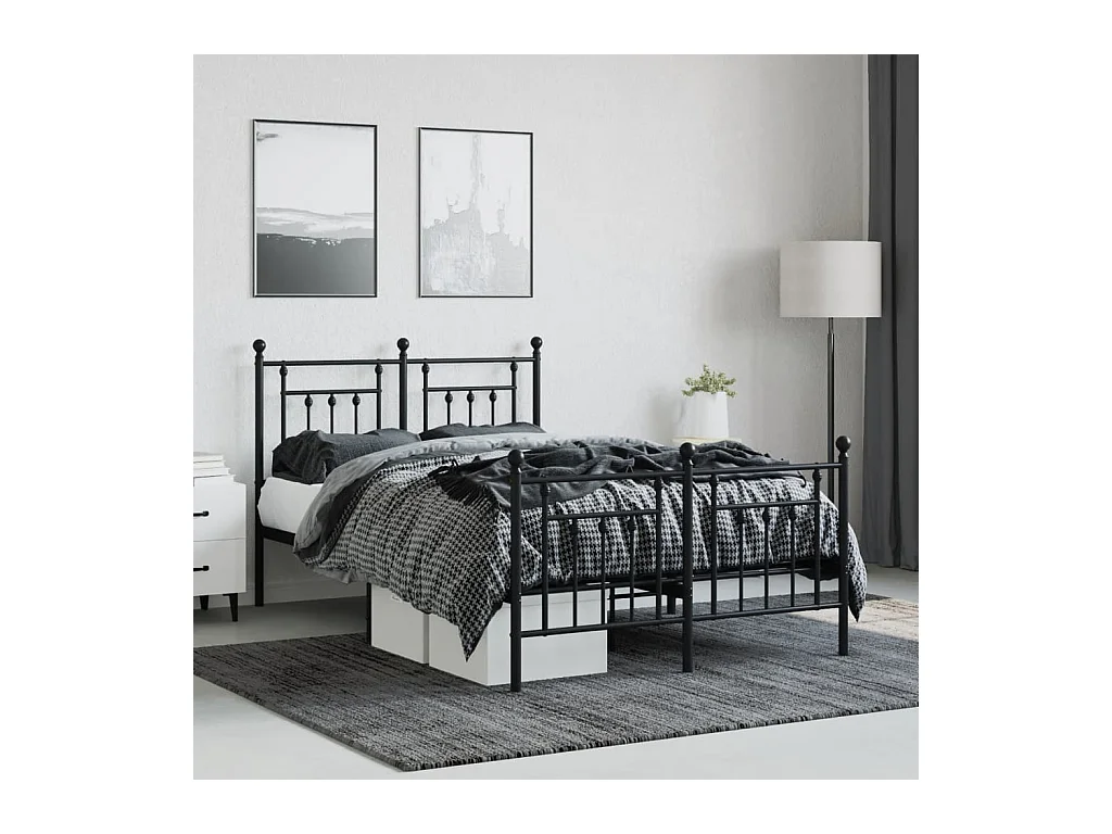 Metalen bedframe zonder matras met zwart voeteneinde 120x200cm