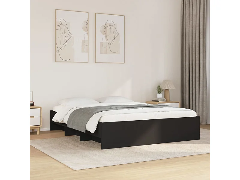 Bedframe zonder matras zwart 160x200 cm bewerkt hout