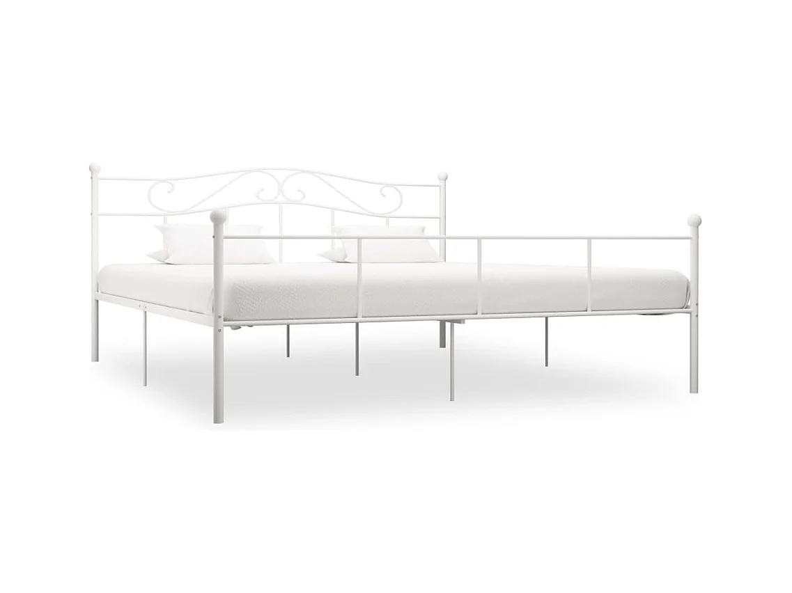 Cadre de lit sans matelas blanc métal 180x200 cm