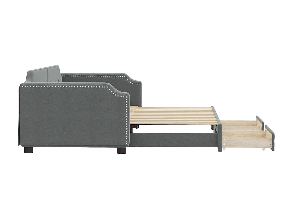 Lit de jour avec gigogne et tiroirs sans matelas 100x200 cm