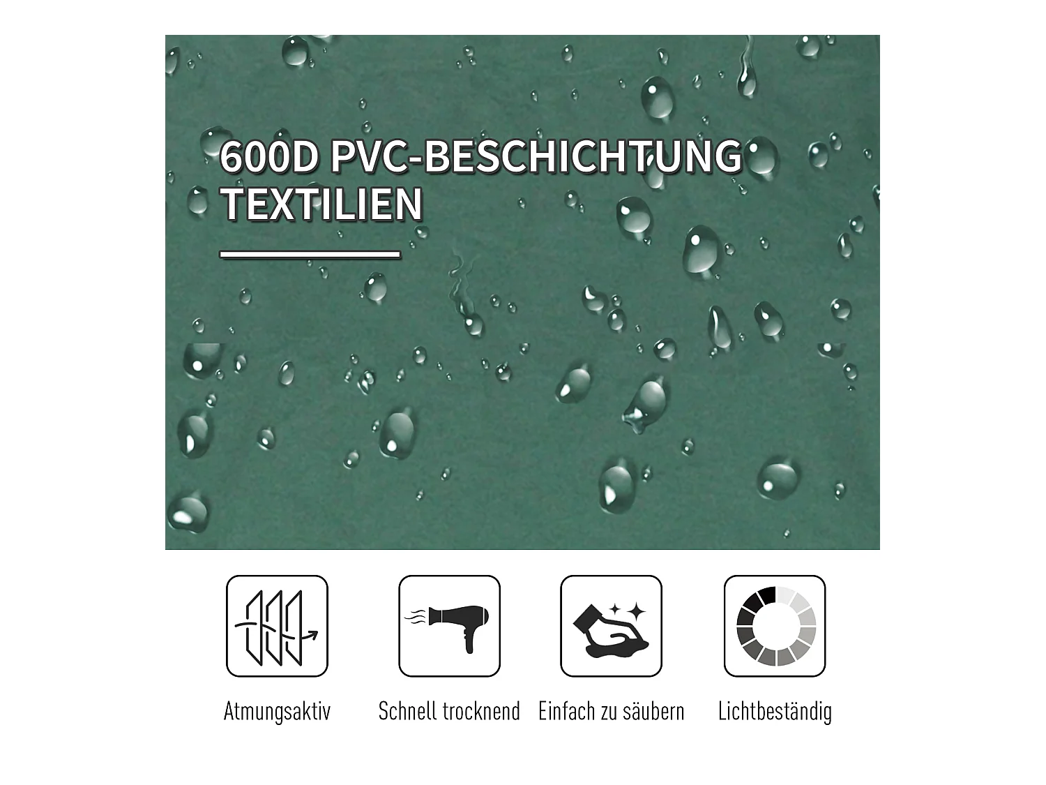 Lit de Camping pour 2 personnes, cadre en acier, toile Oxford, vert et noir (193x125x40 cm)