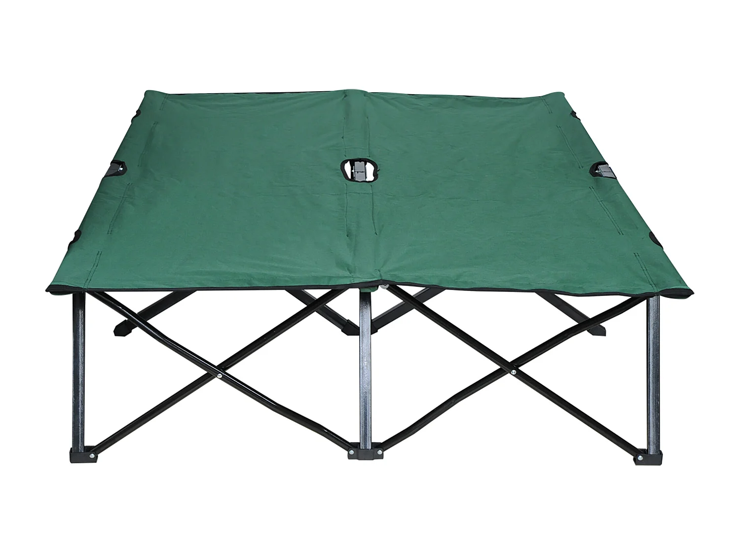 Letto da campeggio per 2 persone, struttura in acciaio, tela Oxford, verde e nero (193x125x40 cm)