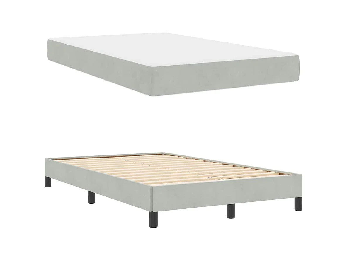 Letto a molle con materasso Grigio chiaro 120 x 190 cm Velvet