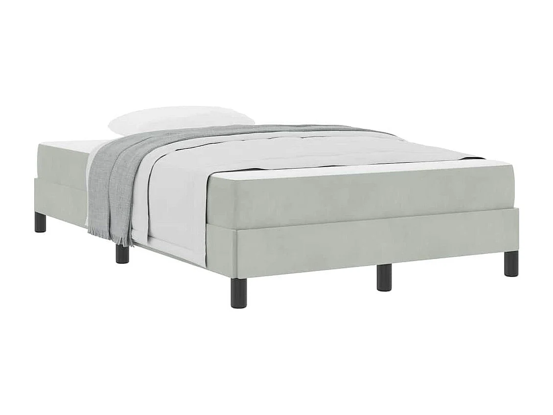 Lit boxspring avec matelas Gris clair 120 x 190 cm Velours