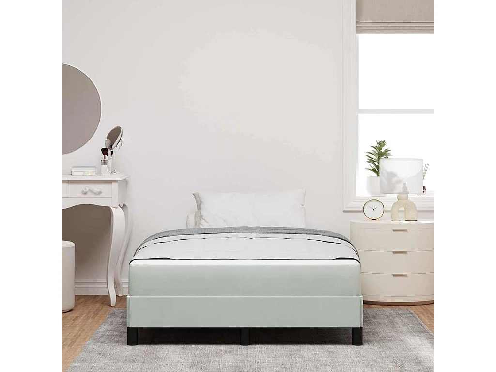 Lit boxspring avec matelas Gris clair 120 x 190 cm Velours