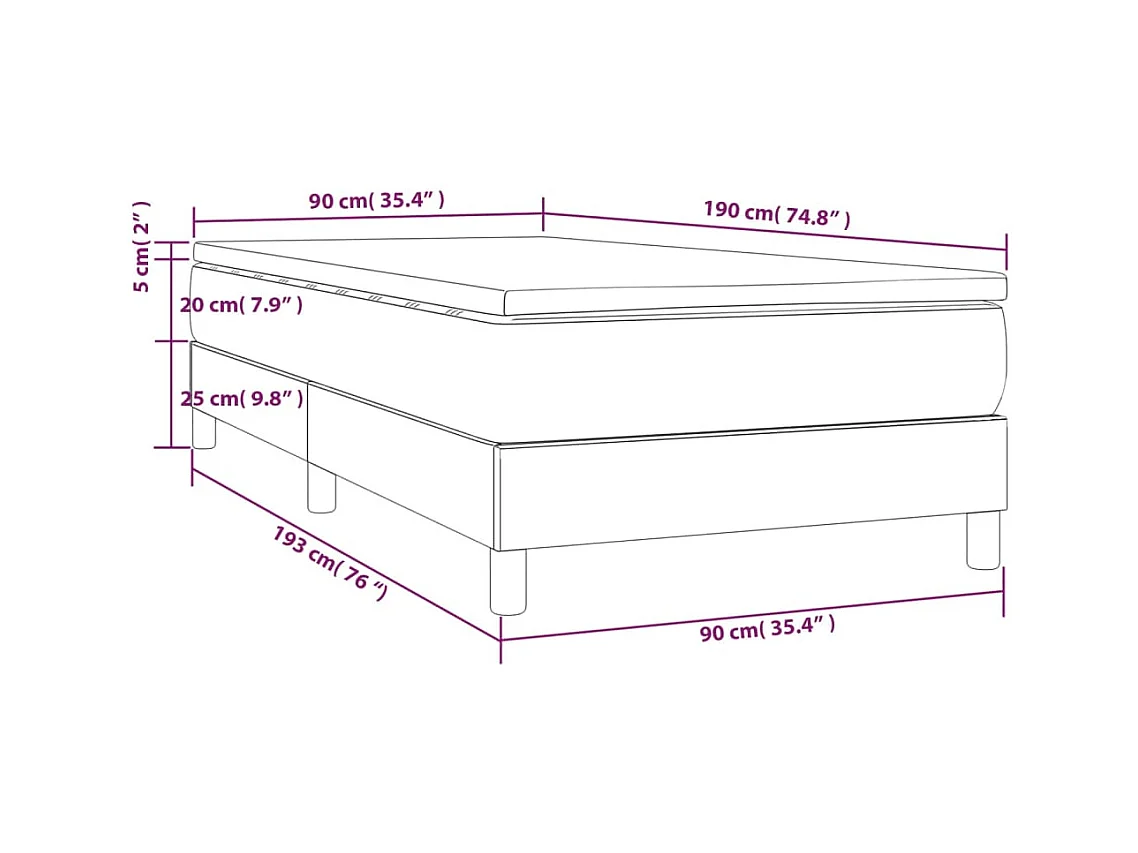 Lattenbodem met matras Zwart 90x190 cm Stof