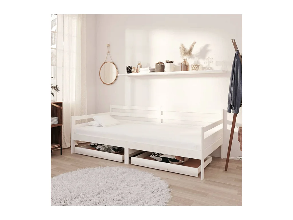 Dagbed zonder matras met lades 90x200 cm wit