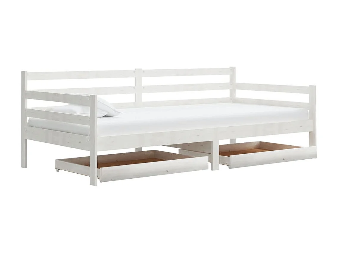 Cama de día sin colchón con cajones 90x200 cm blanco