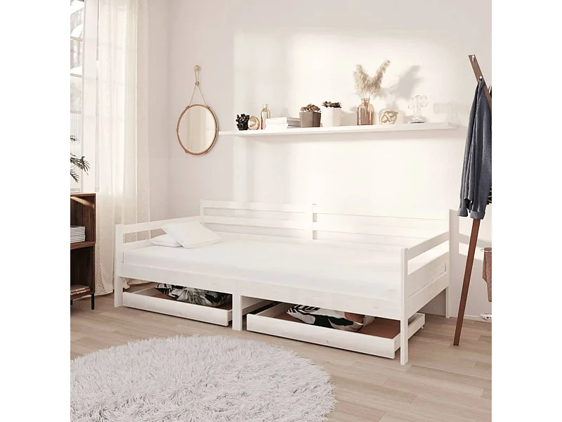 Lit de jour sans matelas avec tiroirs 90x200 cm blanc