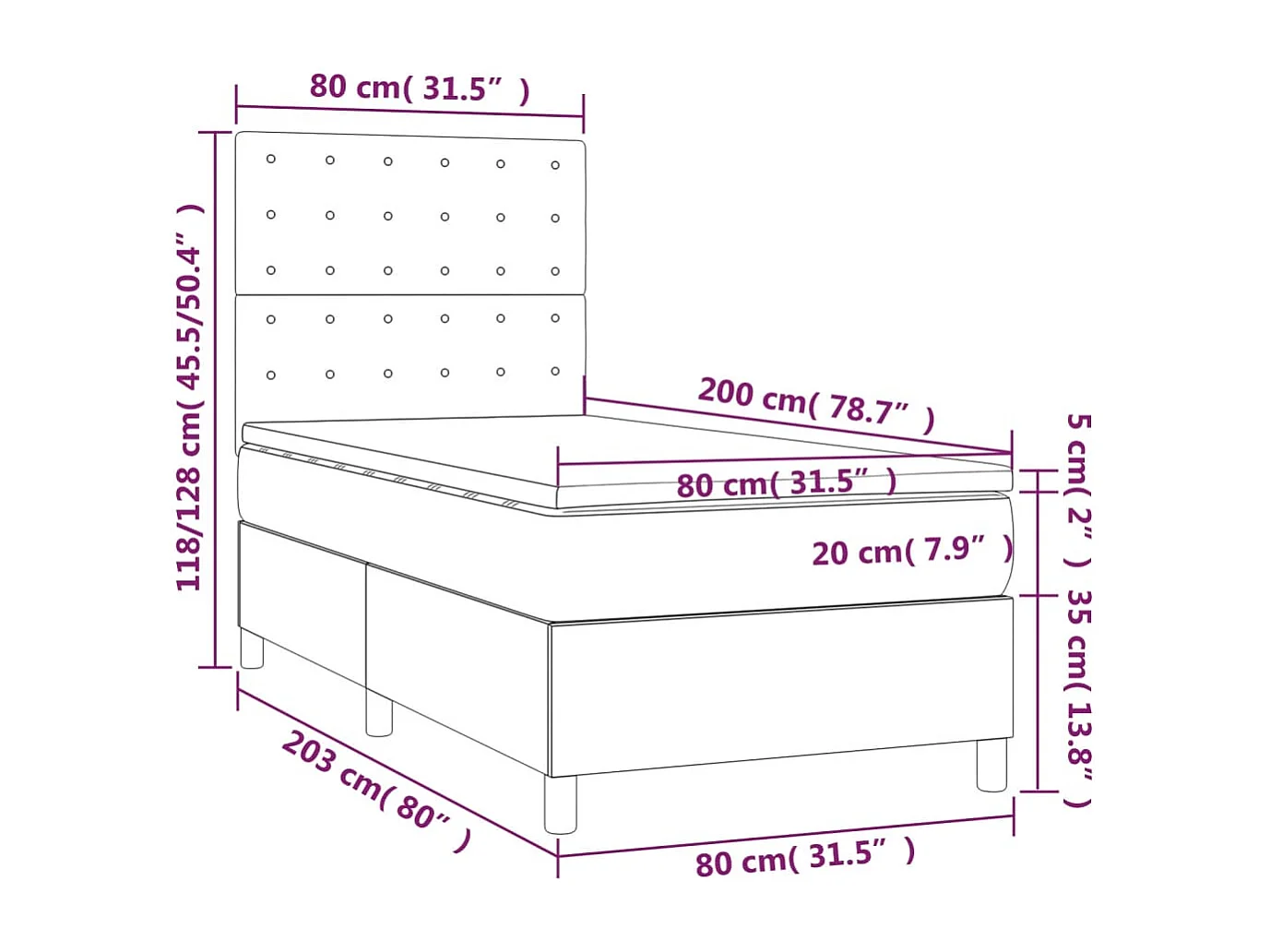 Rete a doghe in velluto blu scuro 80x200 cm e materasso