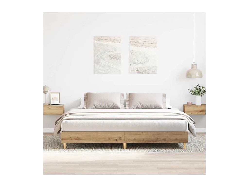 Cadre de lit sans matelas chêne artisanal 200x200 cm