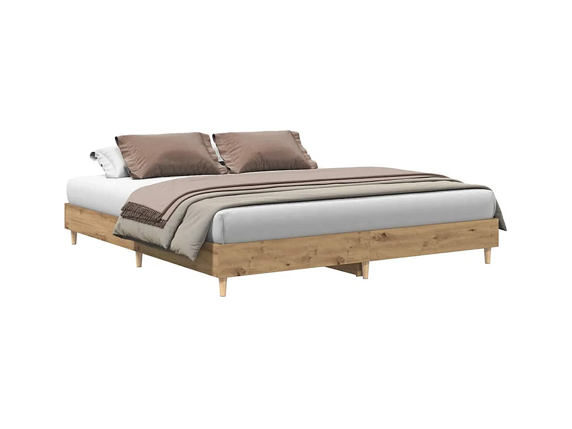 Cadre de lit sans matelas chêne artisanal 200x200 cm