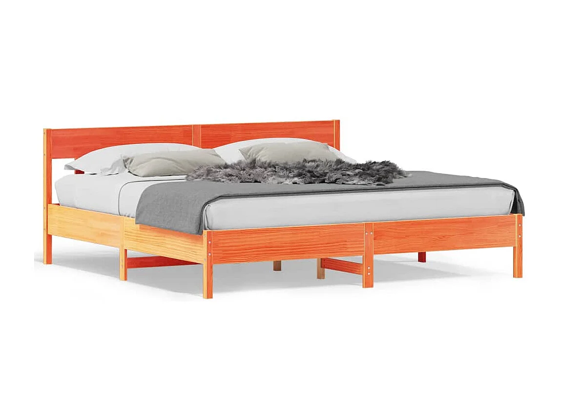 Struttura letto senza materasso, cera marrone, 180x200cm, legno massello di pino