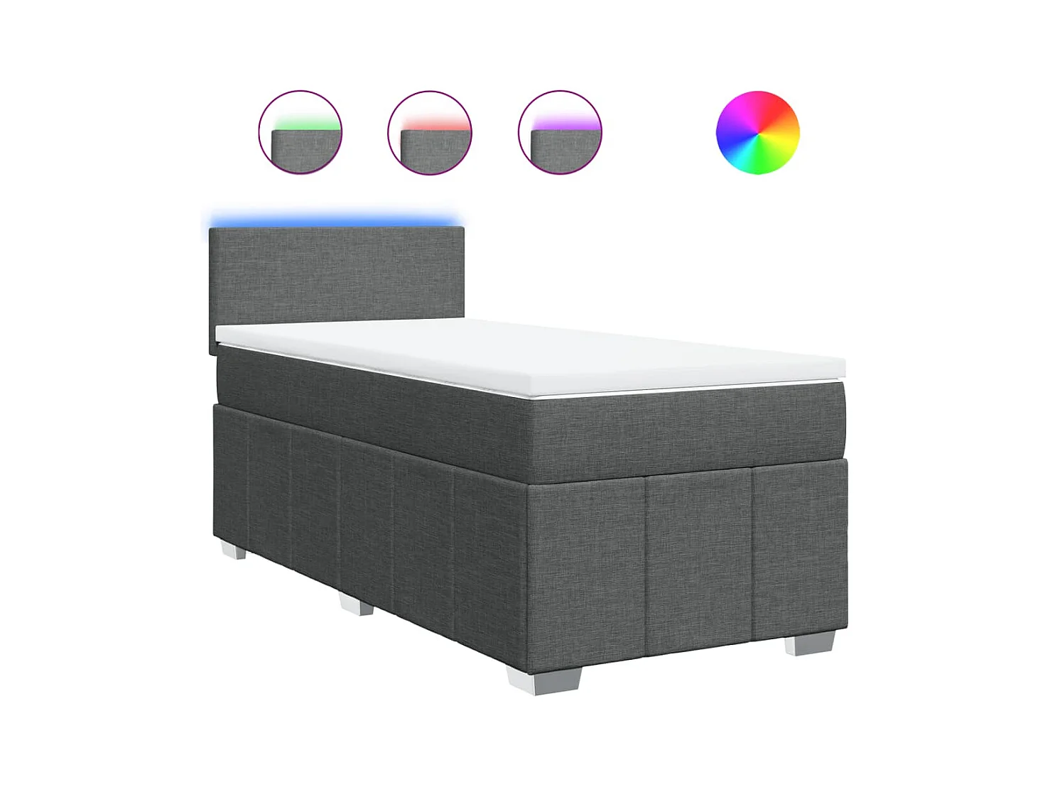 Rete a doghe con materasso Tessuto Grigio scuro 80x200 cm